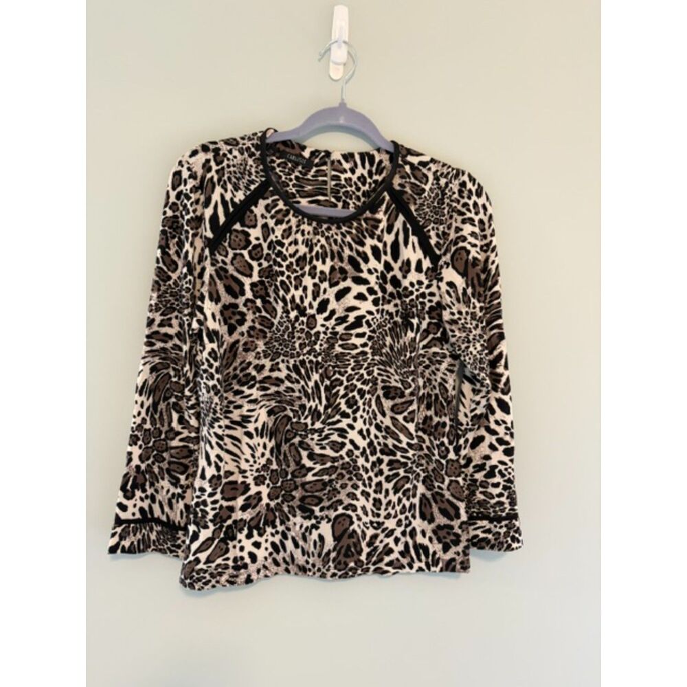 Carlisle Leopard Chic Womens Blouse Work Top Size M